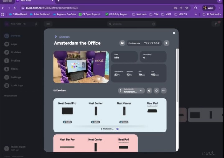 Space/Room Overview in Neat Pulse