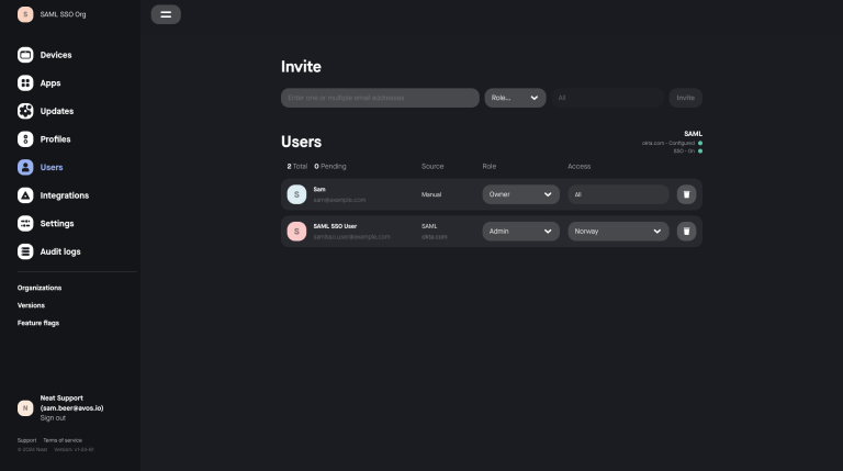 Configuring SAML SSO for Neat Pulse - Neat Support