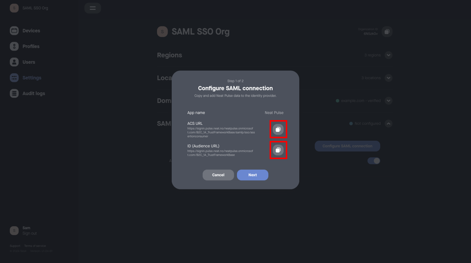 Configuring SAML SSO for Neat Pulse - Neat Support